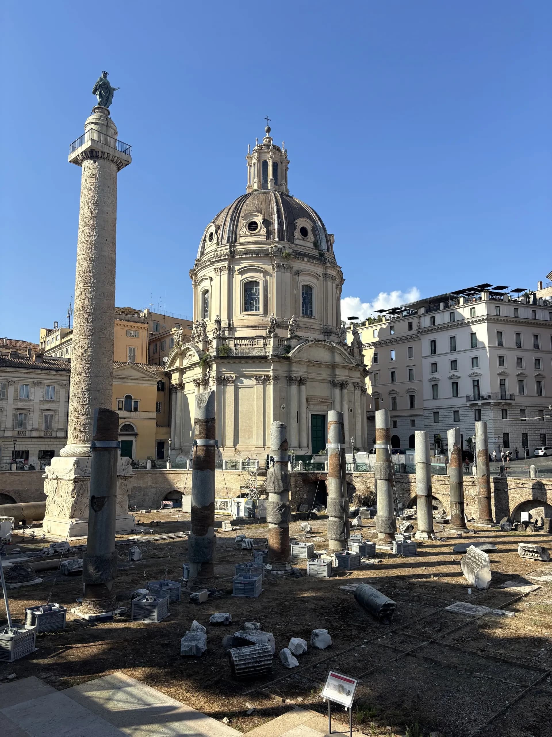 Trajan's Column and Santissimo Nome di Maria overlooking the Fori Imperiali