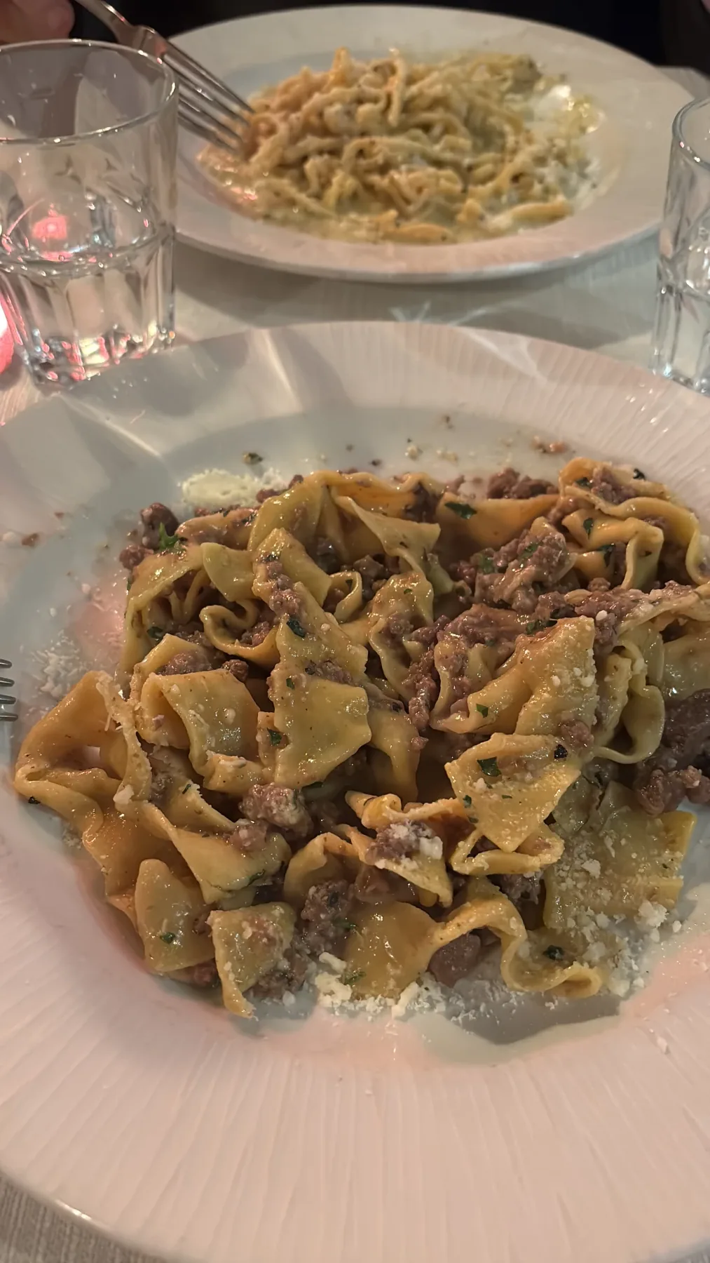Pappardelle with meat ragù in a Roman restaurant