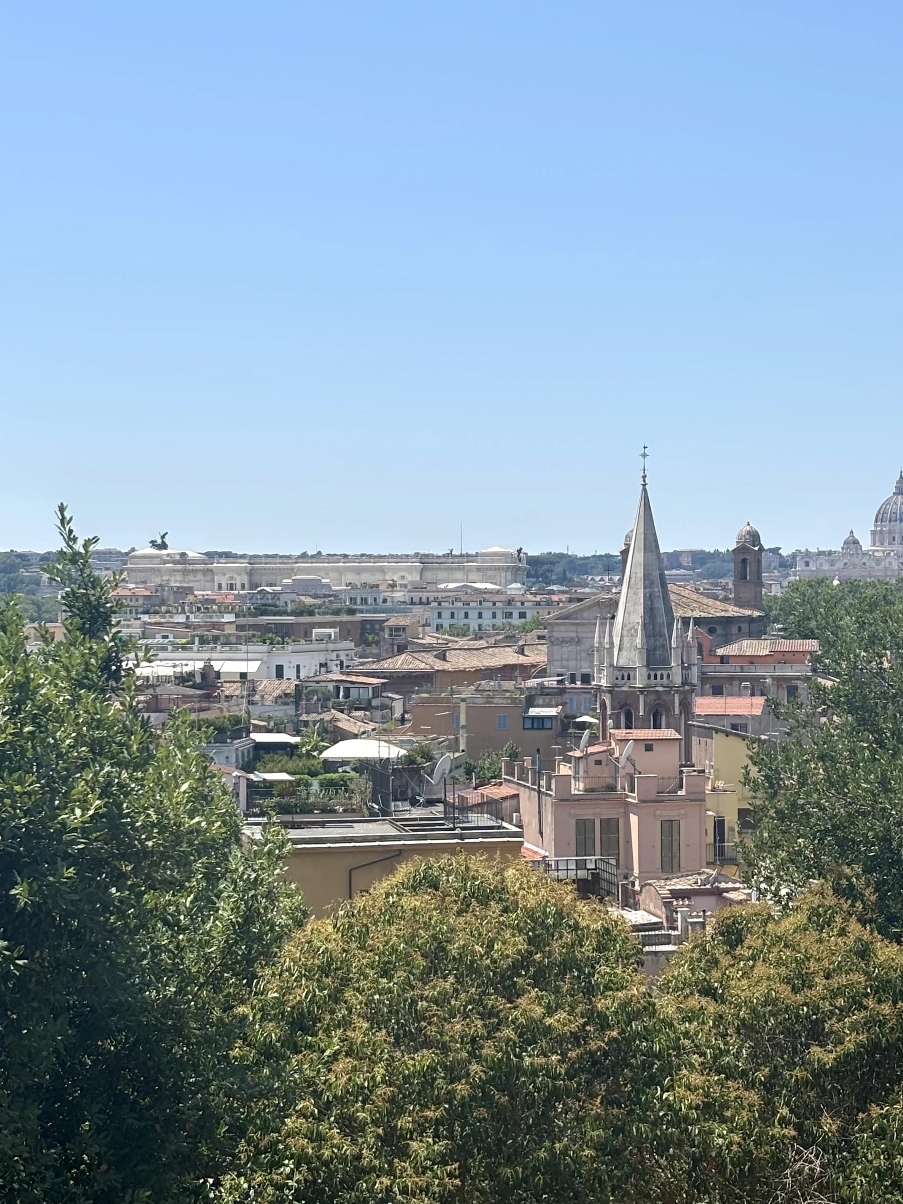 Rome skyline over the rooftops, seen from the Pincio terrace in Villa Borghese